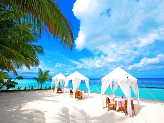 Обои море, пляж, отдых, курорт, ресторан, тропики, мальдивы, sea, beach, stay, resort, restaurant, tropics, the maldives разрешение 5709x3882 Загрузить