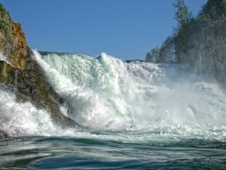 Обои швейцария, поток, рейнский водопад, switzerland, stream, the rhine falls разрешение 1920x1080 Загрузить