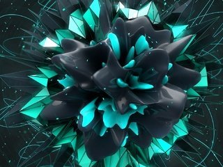 Обои цветок, графика 3d, тёмно-серый и зелёный тон, flower, 3d graphics, dark gray and green tones разрешение 1920x1080 Загрузить