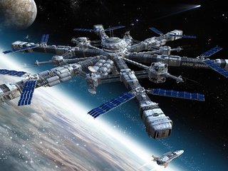 Обои космическая станция, space station разрешение 2560x1440 Загрузить