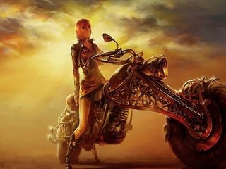 Обои девушка на мотоцикле, the girl on a motorcycle разрешение 2560x1440 Загрузить