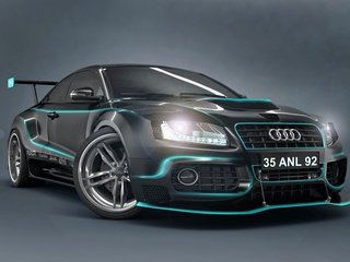 Обои audi с голубыми полосками, audi with blue stripes разрешение 1920x1200 Загрузить