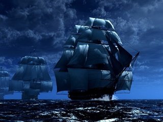 Обои небо, облака, ночь, корабли, звезды, парусник, красиво, трио., the sky, clouds, night, ships, stars, sailboat, beautiful, trio. разрешение 1920x1200 Загрузить