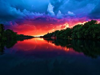 Обои река, закат, river, sunset разрешение 1920x1200 Загрузить