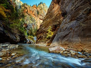 Обои река, скалы, ущелье, zion national park, river, rocks, gorge разрешение 6393x4751 Загрузить