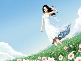 Обои цветы, рисунок, трава, поле, flowers, figure, grass, field разрешение 1920x1200 Загрузить