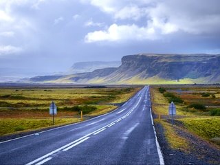 Обои небо, дорога, горы, поля, the sky, road, mountains, field разрешение 3840x2345 Загрузить