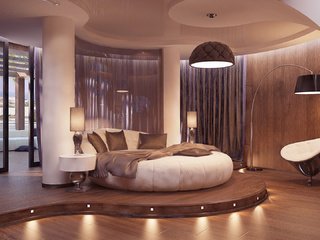 Обои стиль, интерьер, кресло, кровать, спальня, лампы, style, interior, chair, bed, bedroom, lamp разрешение 1920x1080 Загрузить