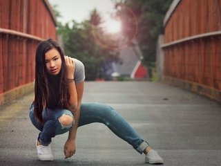 Обои девушка, улица, азиатка, girl, street, asian разрешение 1920x1200 Загрузить