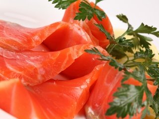 Обои красная, рыба, морепродукты, сельдерей, сёмга, лосось, red, fish, seafood, celery, salmon разрешение 1920x1280 Загрузить