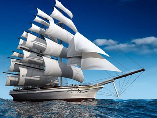 Обои море, корабль, парусник, графика, океан, парус, 3д, sea, ship, sailboat, graphics, the ocean, sail, 3d разрешение 1920x1080 Загрузить