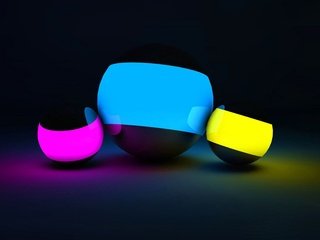 Обои свет, неон, шары, фон, цвет, графика, черный фон, сферы, light, neon, balls, background, color, graphics, black background, sphere разрешение 1920x1200 Загрузить