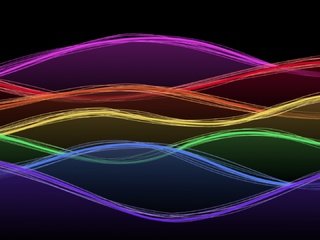 Обои неон, абстракция, линии, волны, фон, цвет, радуга, neon, abstraction, line, wave, background, color, rainbow разрешение 1920x1080 Загрузить