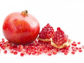 Обои фрукты, зерна, белый фон, плоды, гранат, fruit, grain, white background, garnet разрешение 1920x1122 Загрузить