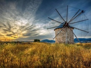 Обои природа, пейзаж, поле, мельница, nature, landscape, field, mill разрешение 2048x1363 Загрузить