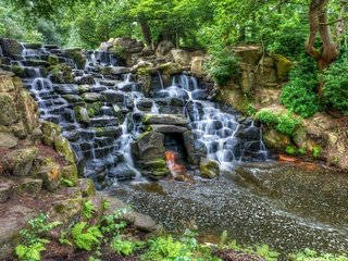 Обои деревья, скалы, пейзаж, водопад, вирджиния, trees, rocks, landscape, waterfall, va разрешение 2880x1919 Загрузить