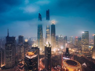 Обои огни, город, небоскребы, шанхай, китай, lights, the city, skyscrapers, shanghai, china разрешение 2363x1080 Загрузить
