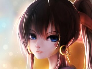 Обои арт, девушка, улыбка, сердечко, аниме, сережки, bai yemeng, pixiv fantasia, tian ling qian ye, art, girl, smile, heart, anime, earrings разрешение 1920x1672 Загрузить