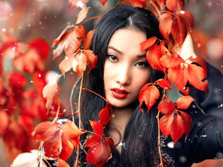 Обои снег, листья, макияж, huan, алессандро ди чикко, snow, leaves, makeup, alessandro di cicco разрешение 2048x1366 Загрузить