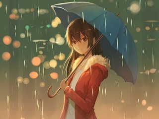 Обои арт, девушка, улыбка, аниме, дождь, зонт, art, girl, smile, anime, rain, umbrella разрешение 1920x1567 Загрузить