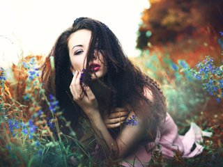 Обои макияж, цветочки, anna soukupová, marketa novak, makeup, flowers, anna you разрешение 2048x1367 Загрузить