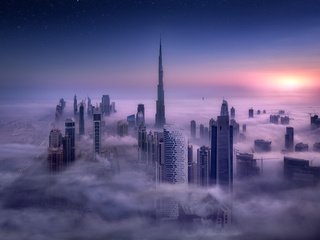 Обои пейзаж, город, небоскребы, здания, дубай, оаэ, landscape, the city, skyscrapers, building, dubai, uae разрешение 1920x1280 Загрузить