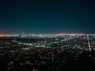 Обои ночь, огни, пейзаж, калифорния, лос-анджелес, night, lights, landscape, ca, los angeles разрешение 2048x1174 Загрузить