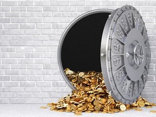 Обои стена, деньги, золото, богатство, золотая, бабосы, с серыми, reinforced door, wall, money, gold, wealth, gray разрешение 2880x1920 Загрузить