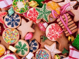 Обои новый год, merry, рождество, сладкое, печенье, выпечка, глазурь, xmas, декорация, елочная, new year, christmas, sweet, cookies, cakes, glaze, decoration разрешение 2880x1913 Загрузить