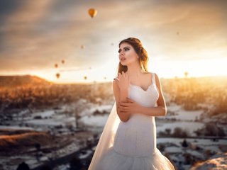 Обои солнце, девушка, платье, белое, свадьба, невеста, gamze disyapar, the sun, girl, dress, white, wedding, the bride разрешение 2048x1365 Загрузить