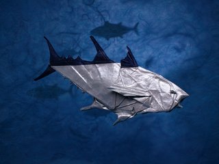 Обои бумага, оригами, рыба, тунец, paper, origami, fish, tuna разрешение 4704x3136 Загрузить