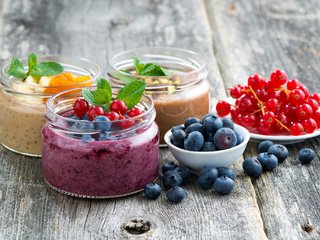 Обои ягоды, черника, сладкое, десерт, смородина, йогурт, berries, blueberries, sweet, dessert, currants, yogurt разрешение 2048x1367 Загрузить