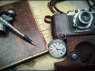 Обои винтаж, ретро, часы, фотоаппарат, письмо, перо, vintage, retro, watch, the camera, letter, pen разрешение 2048x1152 Загрузить