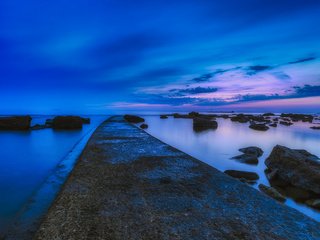 Обои ночь, скалы, закат, море, ноч, наскальные, night, rocks, sunset, sea, rock разрешение 1920x1200 Загрузить