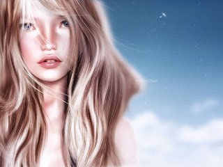 Обои девушка, блондинка, портрет, волосы, реалистичность, girl, blonde, portrait, hair, realism разрешение 2400x1388 Загрузить