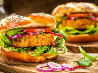 Обои зелень, гамбургер, мясо, помидор, булочка, быстрое питание, greens, hamburger, meat, tomato, bun, fast food разрешение 2880x1777 Загрузить