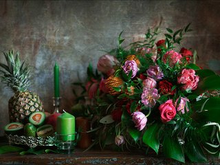 Обои свечи, букет, ананас, авокадо, candles, bouquet, pineapple, avocado разрешение 1920x1220 Загрузить