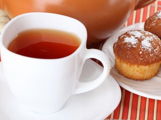 Обои напиток, чашка, чай, выпечка, кексы, маффины, drink, cup, tea, cakes, cupcakes, muffins разрешение 3000x2000 Загрузить