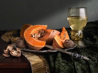 Обои орехи, бокал, вино, нож, тыква, натюрморт, грецкие, nuts, glass, wine, knife, pumpkin, still life, walnut разрешение 2400x1522 Загрузить