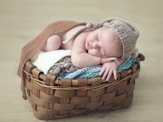 Обои сон, корзина, ребенок, малыш, младенец, шапочка, sleep, basket, child, baby, cap разрешение 3000x2000 Загрузить