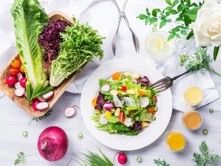 Обои свежесть, лук, овощи, помидоры, капуста, салат, огурец, редис, freshness, bow, vegetables, tomatoes, cabbage, salad, cucumber, radishes разрешение 2048x1365 Загрузить