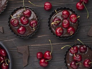 Обои вишня, шоколад, десерт, кексы, маффин, cherry, chocolate, dessert, cupcakes, muffin разрешение 3000x2000 Загрузить