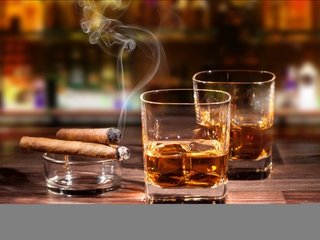 Обои напиток, дым, стаканы, алкоголь, сигары, виски, drink, smoke, glasses, alcohol, cigars, whiskey разрешение 5000x3333 Загрузить