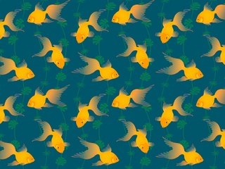 Обои арт, узор, рыбы, золотая рыбка, водоросли, хвост, art, pattern, fish, goldfish, algae, tail разрешение 1920x1280 Загрузить