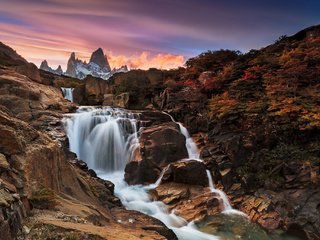 Обои река, горы, водопад, river, mountains, waterfall разрешение 2048x1364 Загрузить