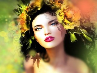 Обои цветы, девушка, портрет, брюнетка, flowers, girl, portrait, brunette разрешение 1989x1270 Загрузить