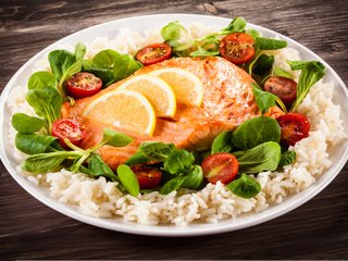 Обои лимон, рыба, помидоры, рис, вишенка, черри, помидоры-черри, lemon, fish, tomatoes, figure, cherry, tomatoes-cherry разрешение 5616x3744 Загрузить