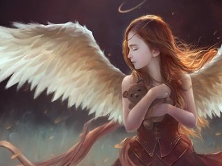 Обои крылья, мишка, игрушка, ангел, профиль, волосы, нимб, wings, bear, toy, angel, profile, hair, halo разрешение 3000x1739 Загрузить