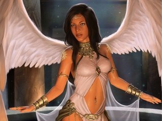 Обои арт, поза, ангел, девушка. взгляд. крылья, art, pose, angel, girl. look. wings разрешение 1920x1440 Загрузить