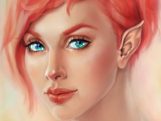 Обои арт, взгляд, лицо, уши, эльф, эльфийка, ресницы, art, look, face, ears, elf, eyelashes разрешение 1920x1440 Загрузить